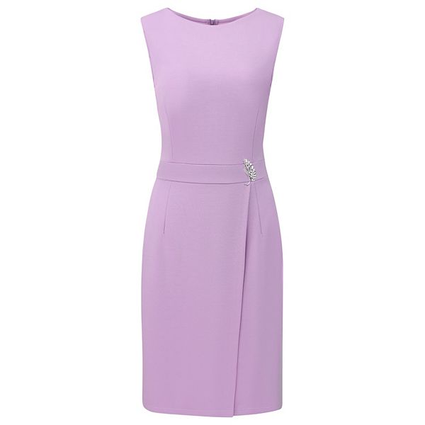 

Женское платье-карандаш с имитацией запаха, без рукавов, с лодочкой, для офиса, длина до колена Inspire Chic, Light Purple