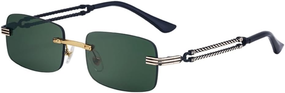 

Солнцезащитные очки в стиле ретро, ​​без оправы, прямоугольной формы, для женщин и мужчин, роскошные, модные, в винтажной металлической оправе, очки для вождения LVTFCO, C3g15