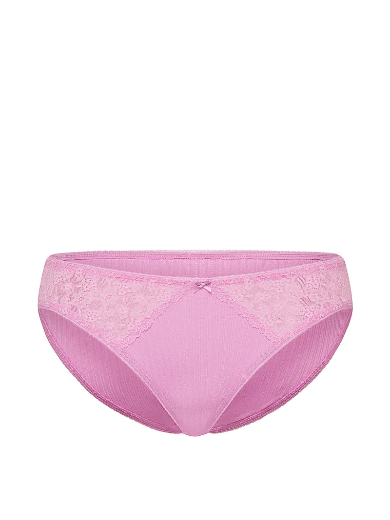 Трусики-Бикини из хлопка с ажурным цветочным кружевом Victoria'S Secret, Daisy Lace Bikini Pink — фото 3