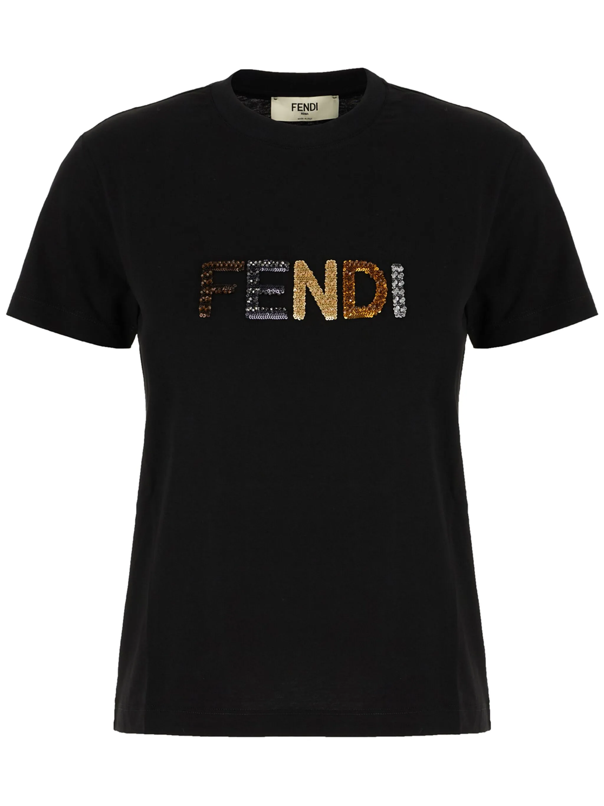 

Футболка с пайетками и логотипом Fendi, черный