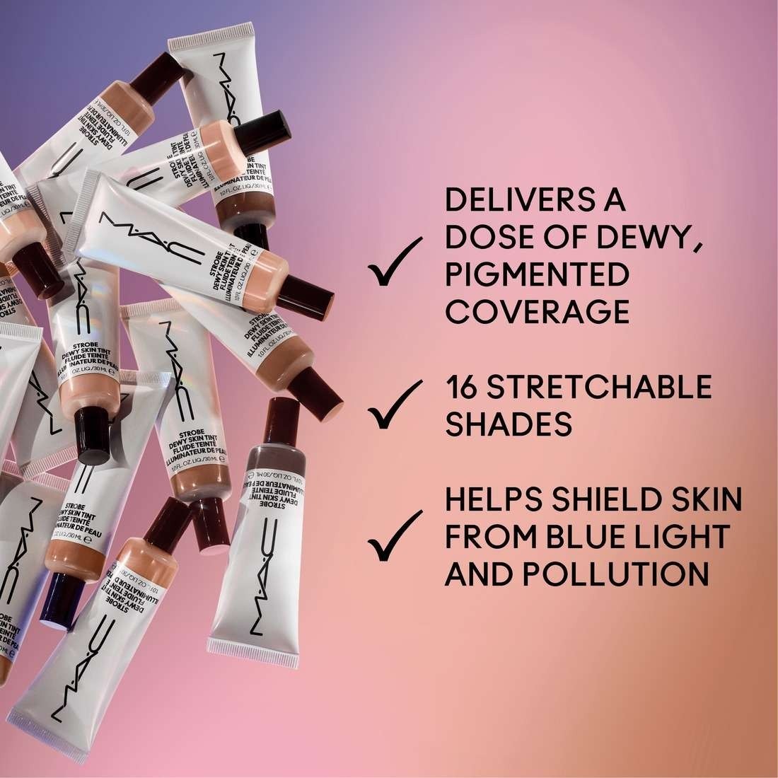 Тональный крем для лица strobe dewy skin tint Mac, 1 - rich 1, объем 30 мл — фото 4