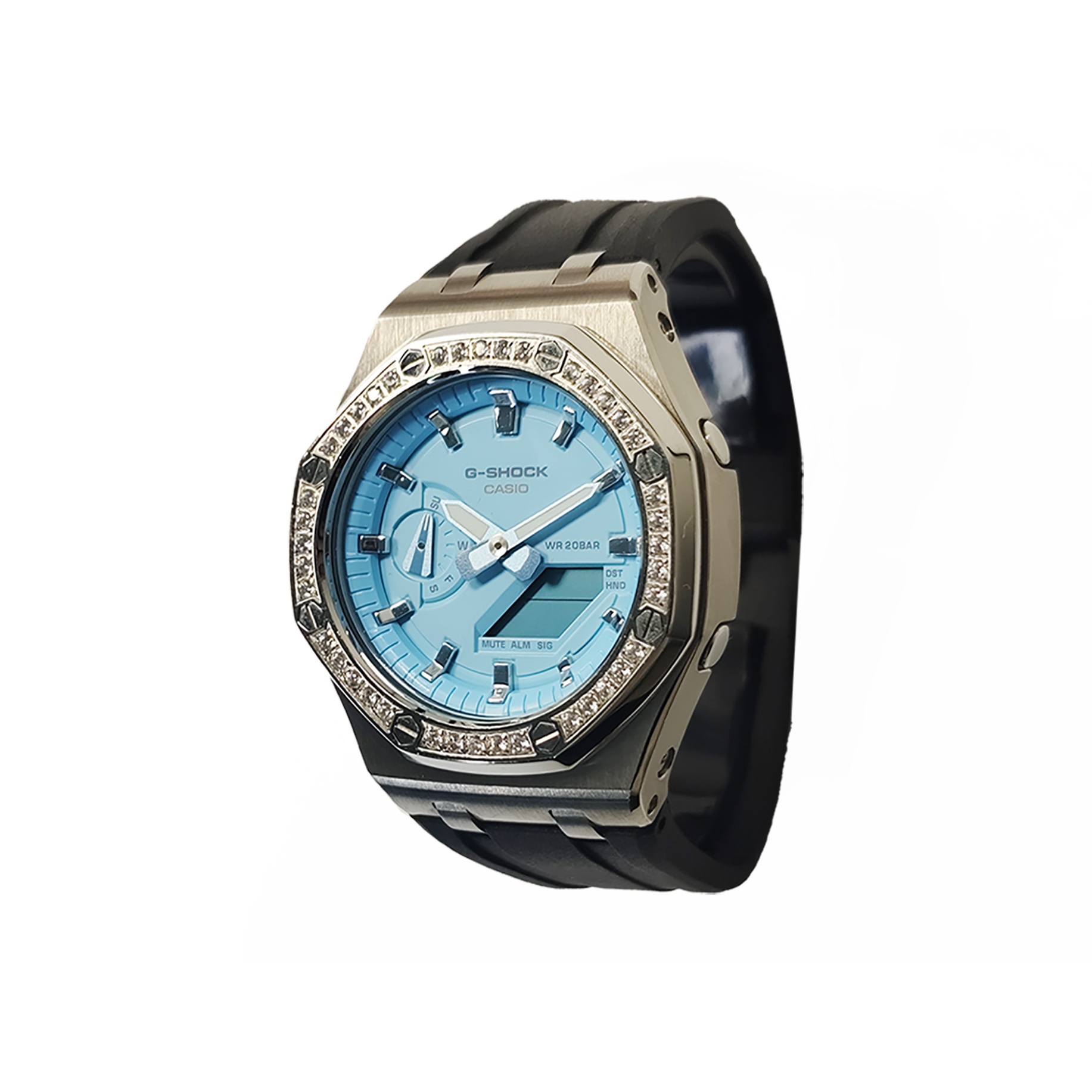 

CASIO Часы мужские с синим циферблатом, электронный механизм, ремешок из фторэластомера, подарочная упаковка, серия retrofit