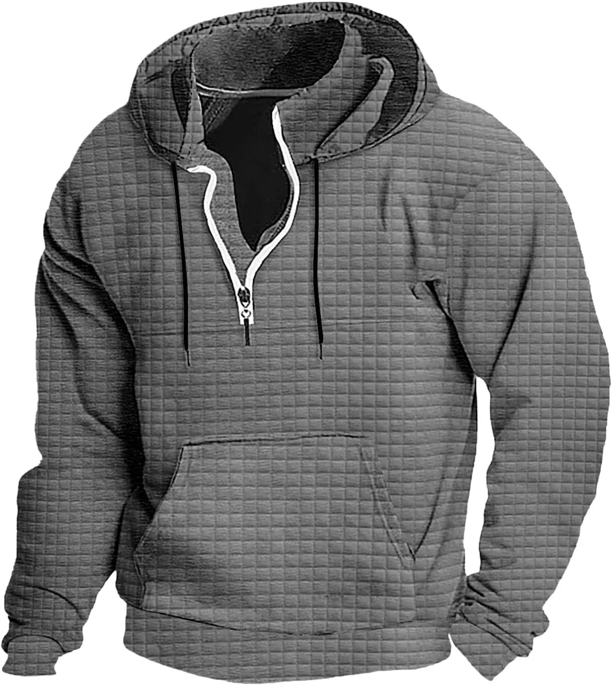 

Мужской худи с капюшоном на молнии, клетчатый, с длинным рукавом BKmyth