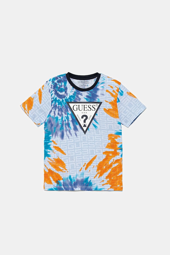 

Детская хлопковая футболка Guess, синий