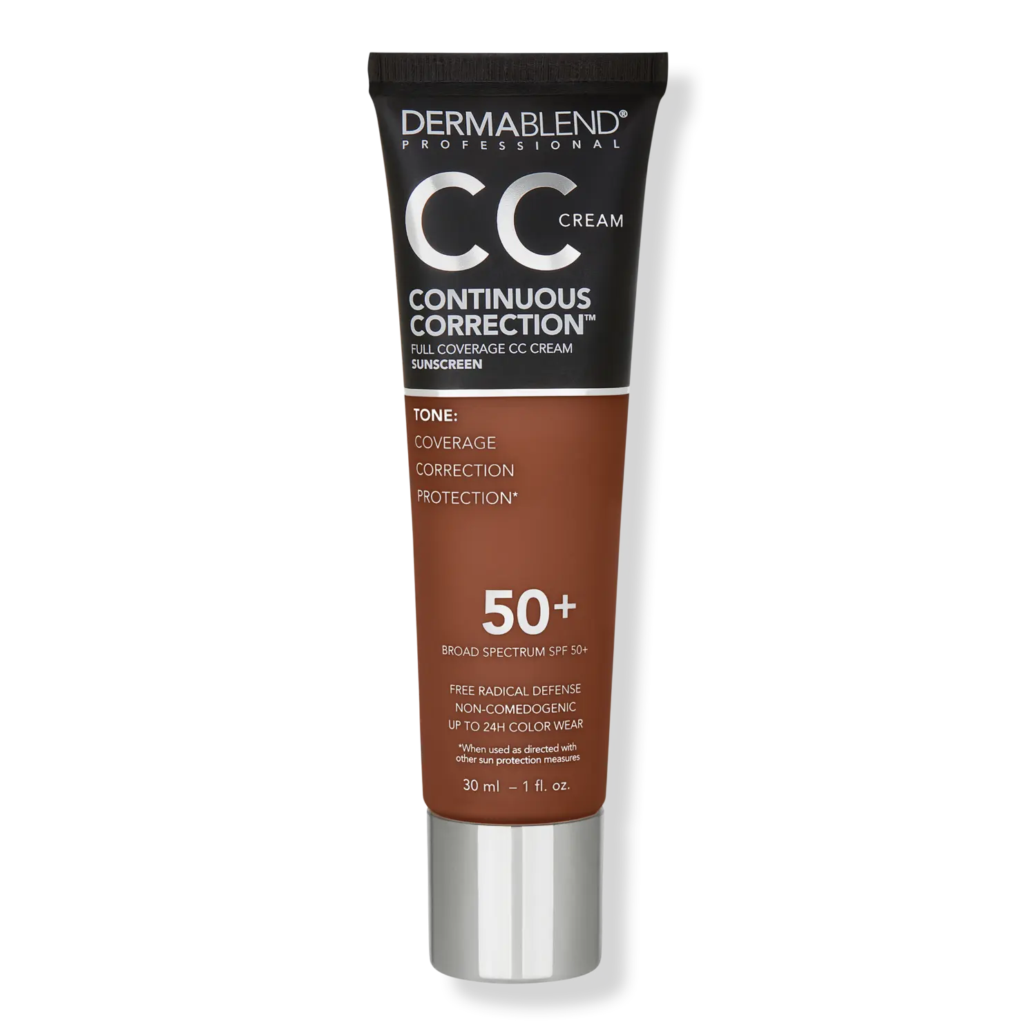 

Коррекция тона кожи с помощью CC-крема, SPF 50+ Dermablend, 85N (deep)