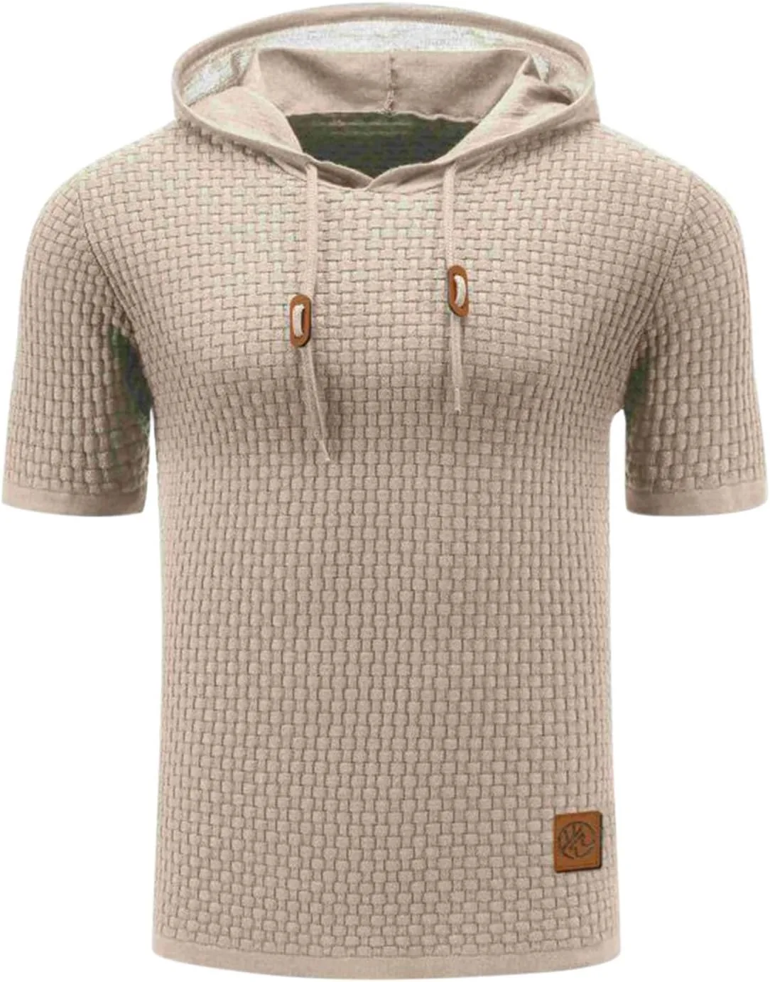 

Мужская худи с коротким рукавом, Casual Waffle, свободный крой QUNPIU