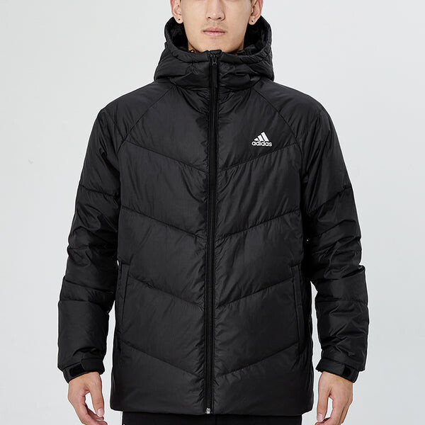 Пуховик adidas Cb Down Jkt Casual Stay Warm Sports hooded down Jacket Black, черный — фото 3