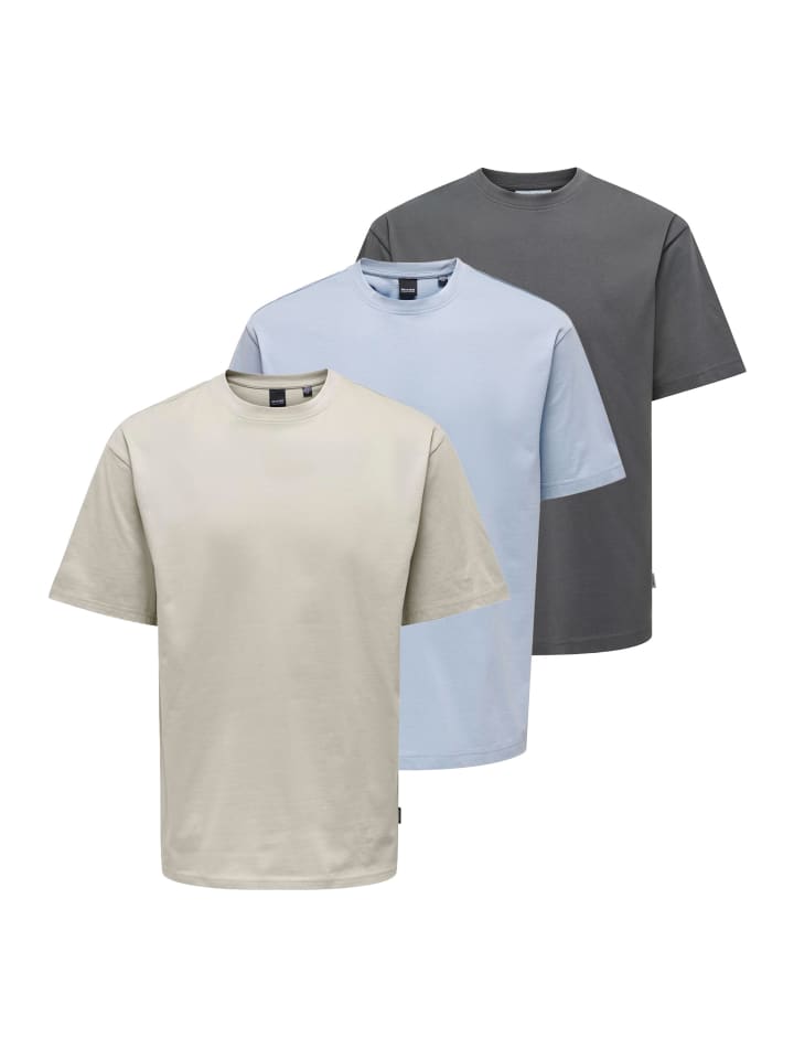 

Футболка ONLY & SONS, цвет beige/dunkelgrau/hellblau