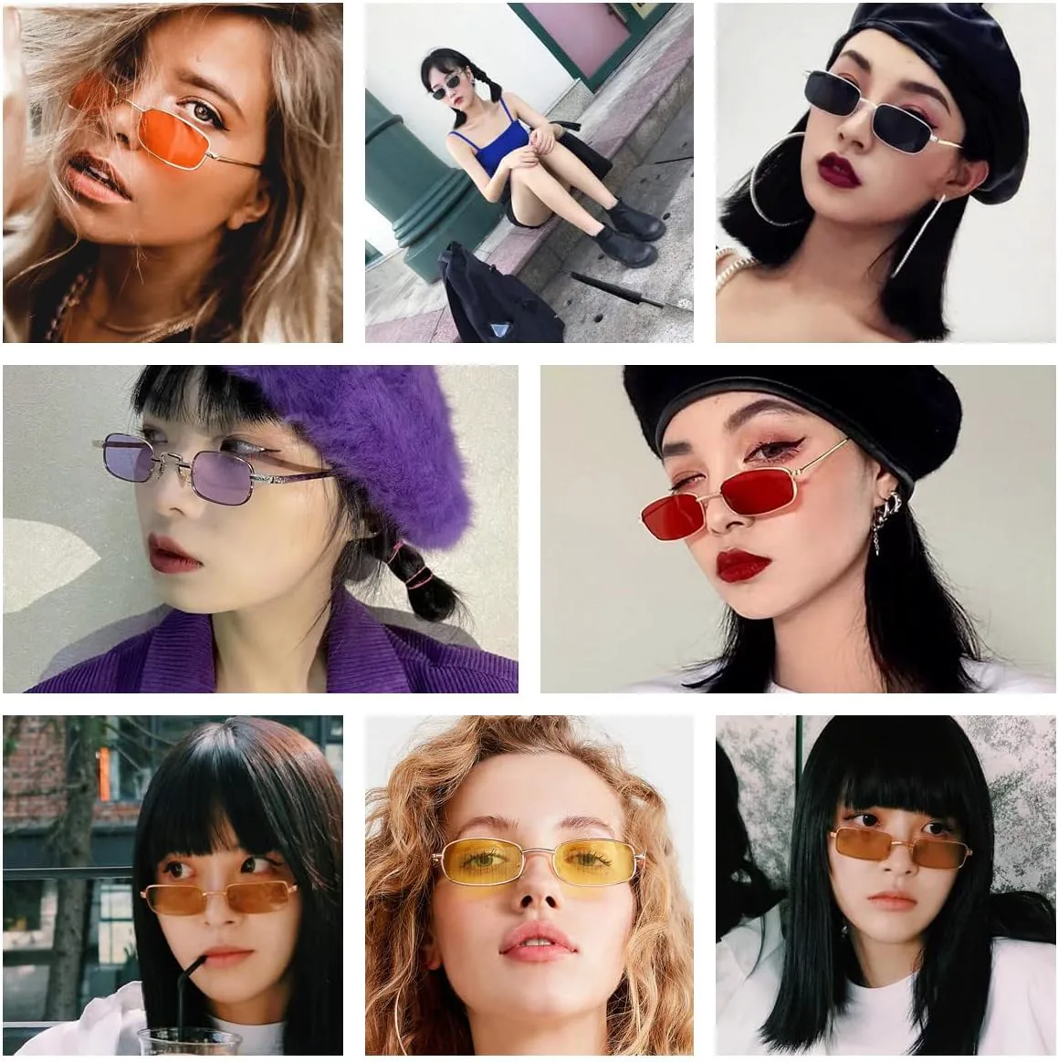 

Классические прямоугольные солнцезащитные очки в стиле ретро с тонкой металлической оправой, винтажные прямоугольные солнцезащитные очки конфетных цветов WDZAYXC, Tee