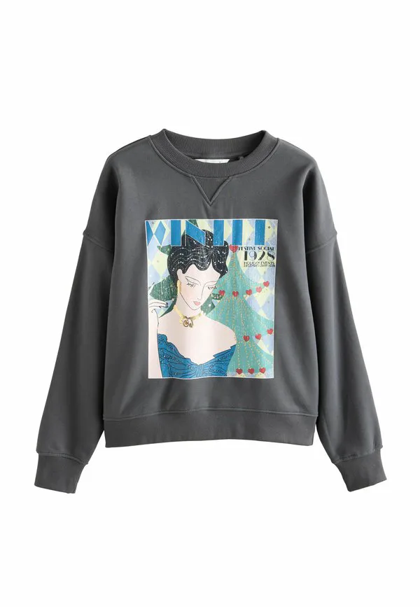 

Толстовка стандартного кроя Next, Charcoal Grey, Черный, Толстовка стандартного кроя Next, Charcoal Grey