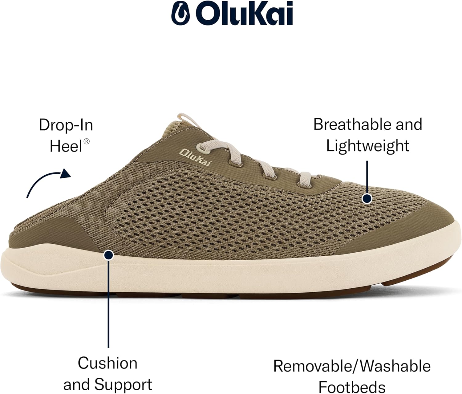 Мужские водные кроссовки OLUKAI 'Ahi, готовые для воды, с индивидуальной шнуровкой, легкие и дышащие, с улучшенным сцеплением и устойчивостью, Clay/Tapa — фото 4