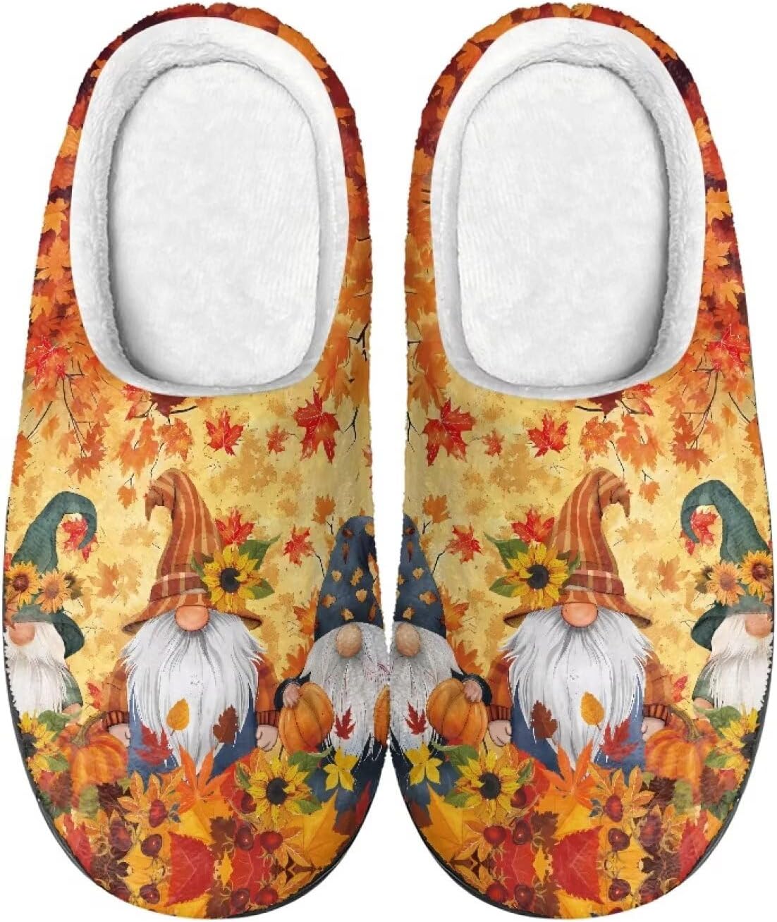 

Домашние тапочки COEQINE для женщин, зимние уютные домашние тапочки, смешные и теплые, размер 35-47, Fall Gnome Maple Leaf
