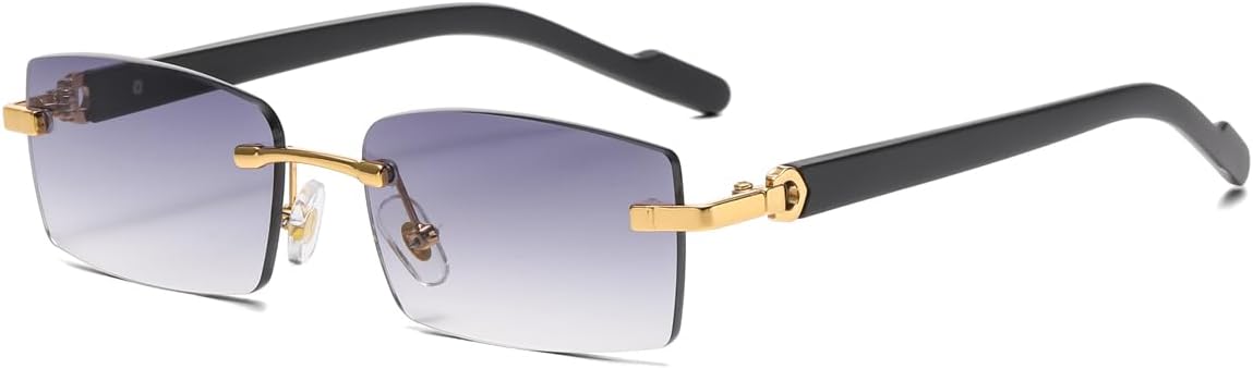 

Безрамочные солнцезащитные очки для мужчин и женщин, модные солнцезащитные очки без оправы, стильные очки с металлическим корпусом и защитой от УФ-излучения UV400 LIGOES, Gold With Grey