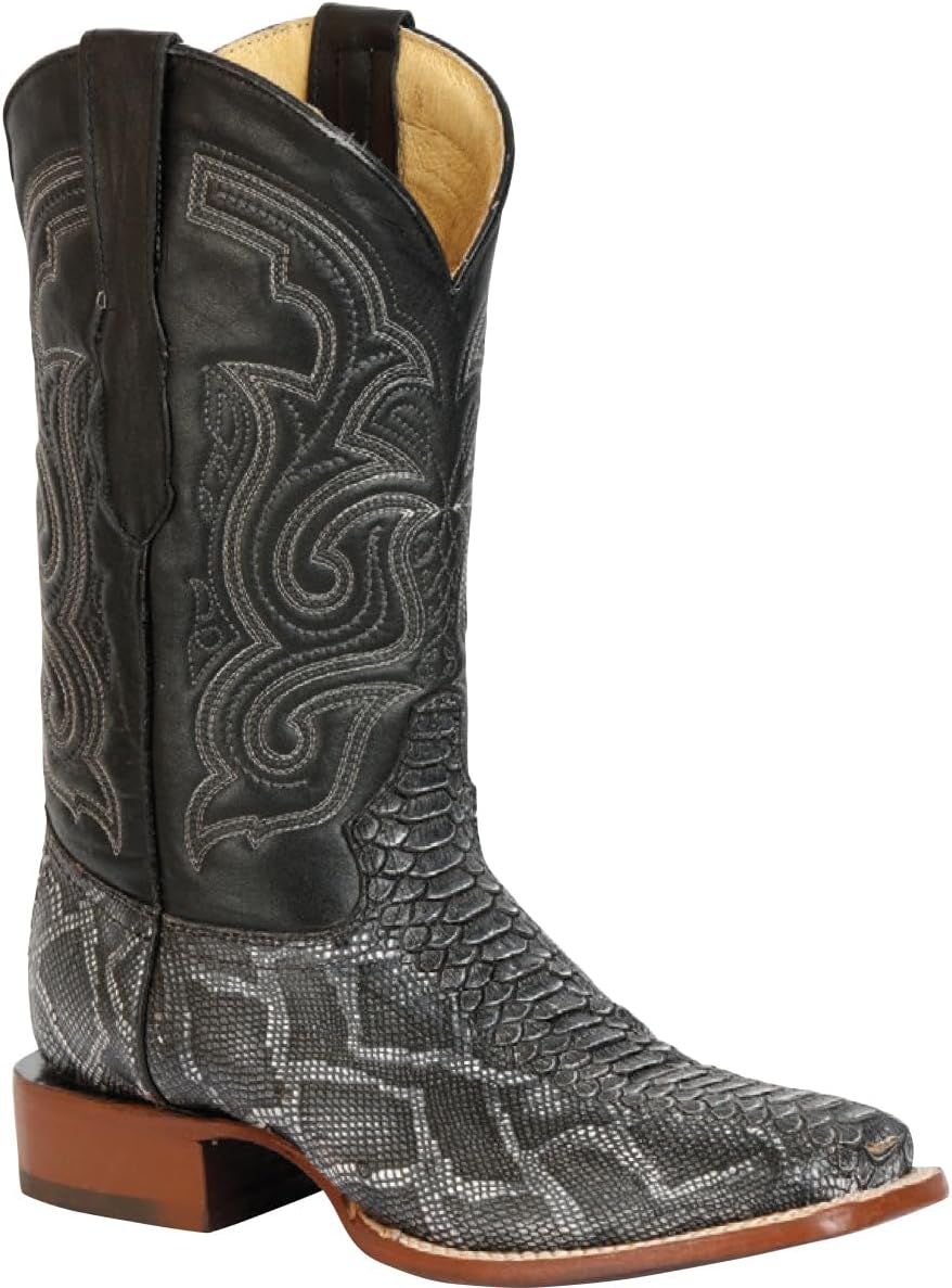 

Мужские ковбойские сапоги для родео из кожи с узором под питона, квадратный носок Generic, серый