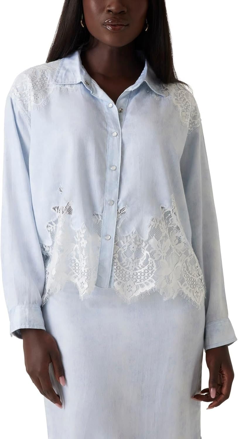 

Женский джинсовый топ Evie с длинными рукавами от GUESS, Nimbus Blu