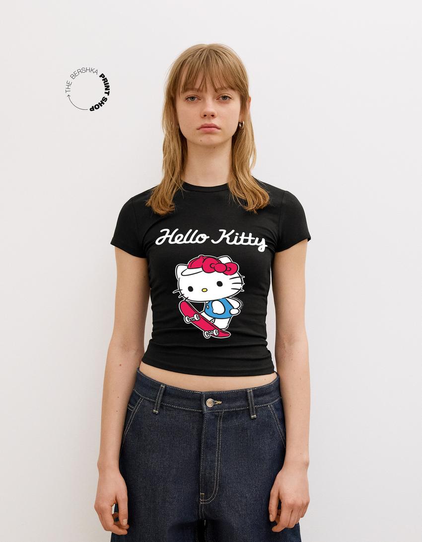 

Футболка с коротким рукавом Hello Kitty Bershka, черный