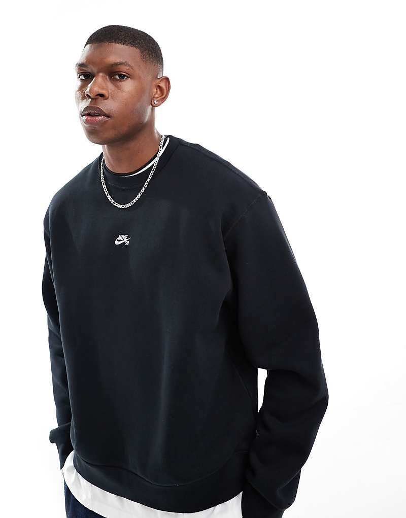 

Черная толстовка с круглым вырезом и логотипом Nike SB Essential