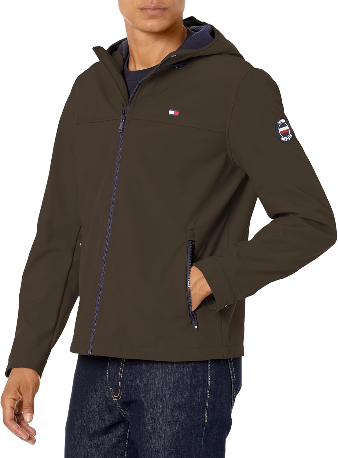 

Мужская куртка Tommy Hilfiger Soft Shell с капюшоном и водонепроницаемой отделкой, Olive