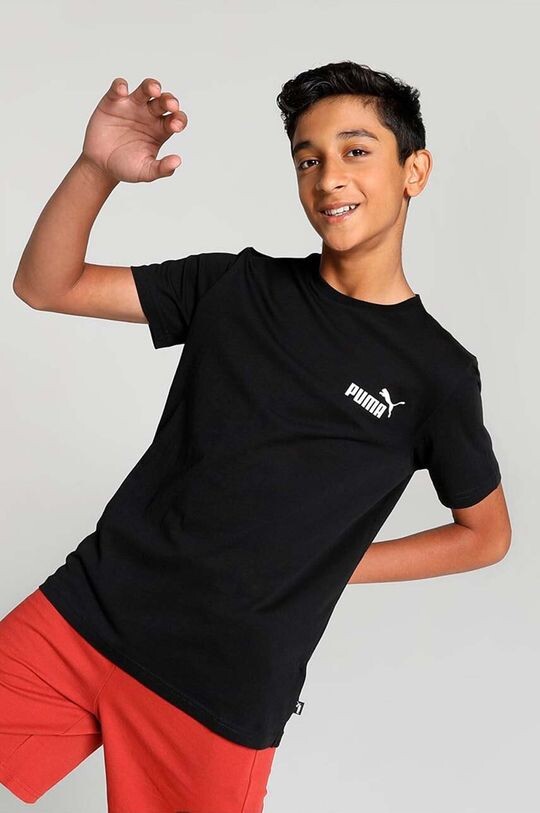 

Детская хлопковая футболка Puma ESS Small Logo Tee B, черный
