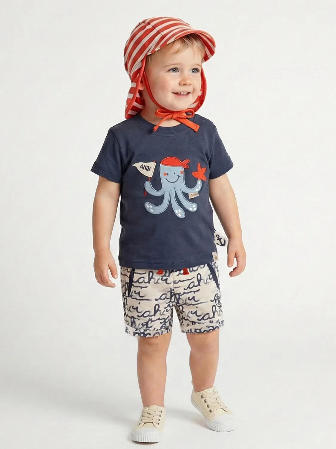 Футболка Sigikid T-Shirt Ahoi Little Pirate темно-синего цвета — фото 3