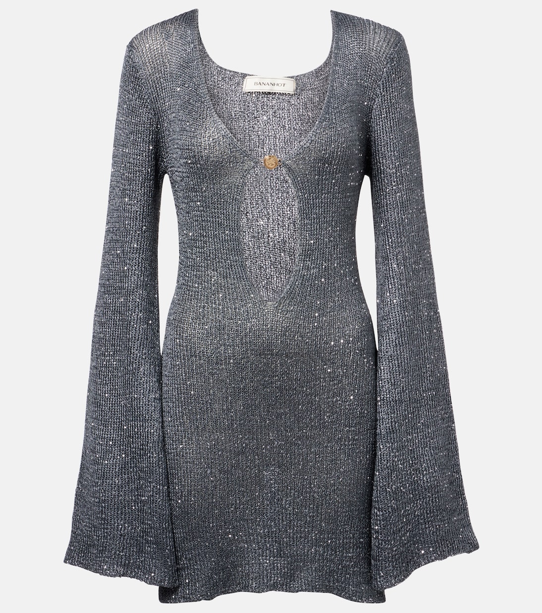 

Рей мини-платье с пайетками и вырезами Bananhot, Gunmetal Sequin Knit