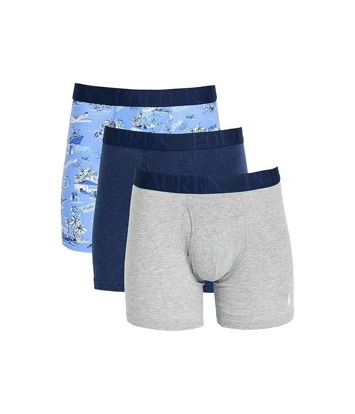 Трусы Classic Fit Stretch Boxer Briefs Polo Ralph Lauren, Spring Navy Heather/Andover Heather/On Holiday Bear Print