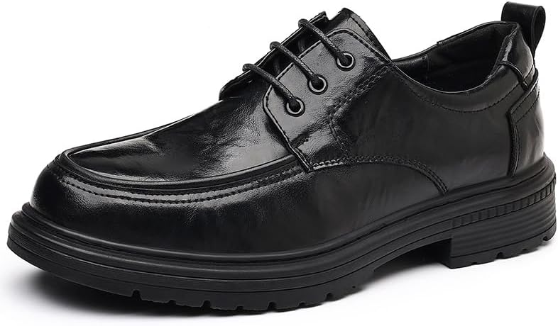 

Мужские черные кожаные туфли, стильные оксфорды на шнуровке с толстой подошвой, удобные и прочные для официальных, деловых и повседневных мероприятий Aokisx