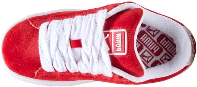 Детские кроссовки Puma Unisex-Child Suede XL (для детей постарше), белый/красный/серебряный — фото 4