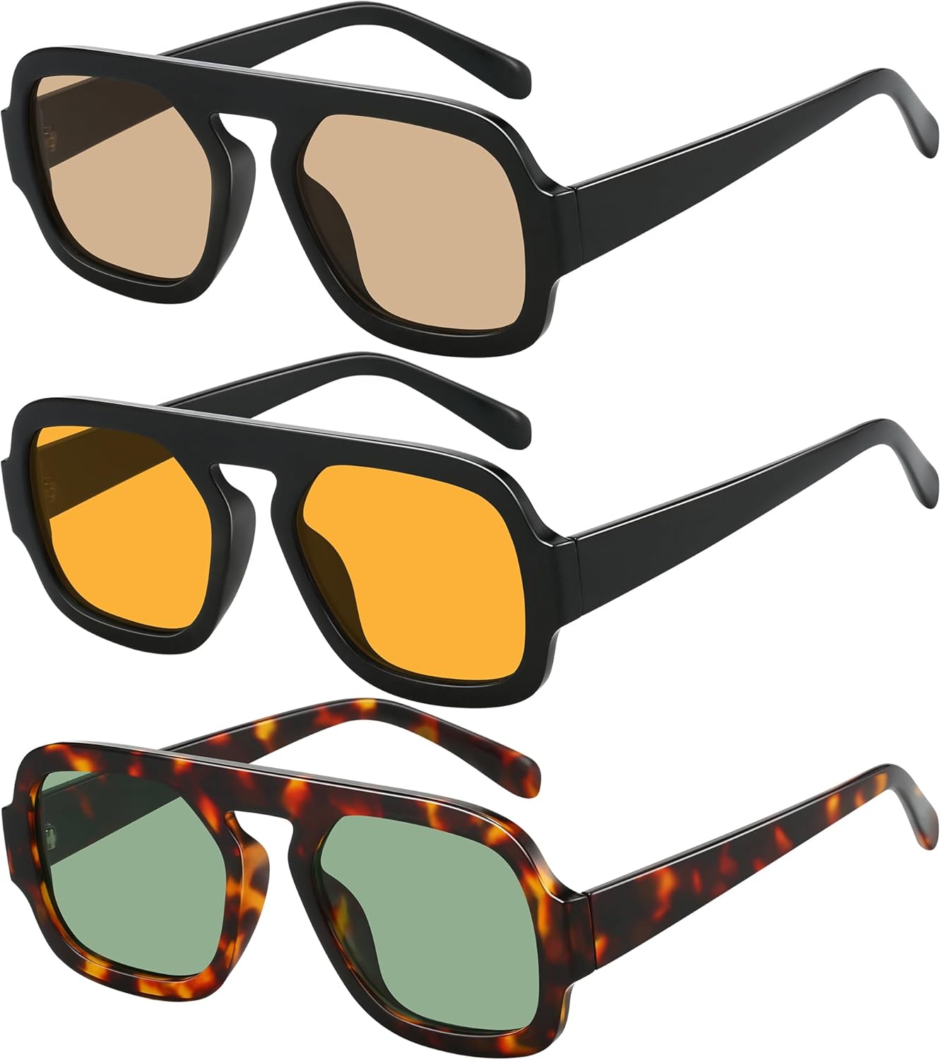 

Квадратные солнцезащитные очки-авиаторы для женщин и мужчин - модные солнцезащитные очки с защитой от УФ-излучения, легкие и удобные Jectieey, A02-black/Liight Brown&black/Orange&tortoise/G15