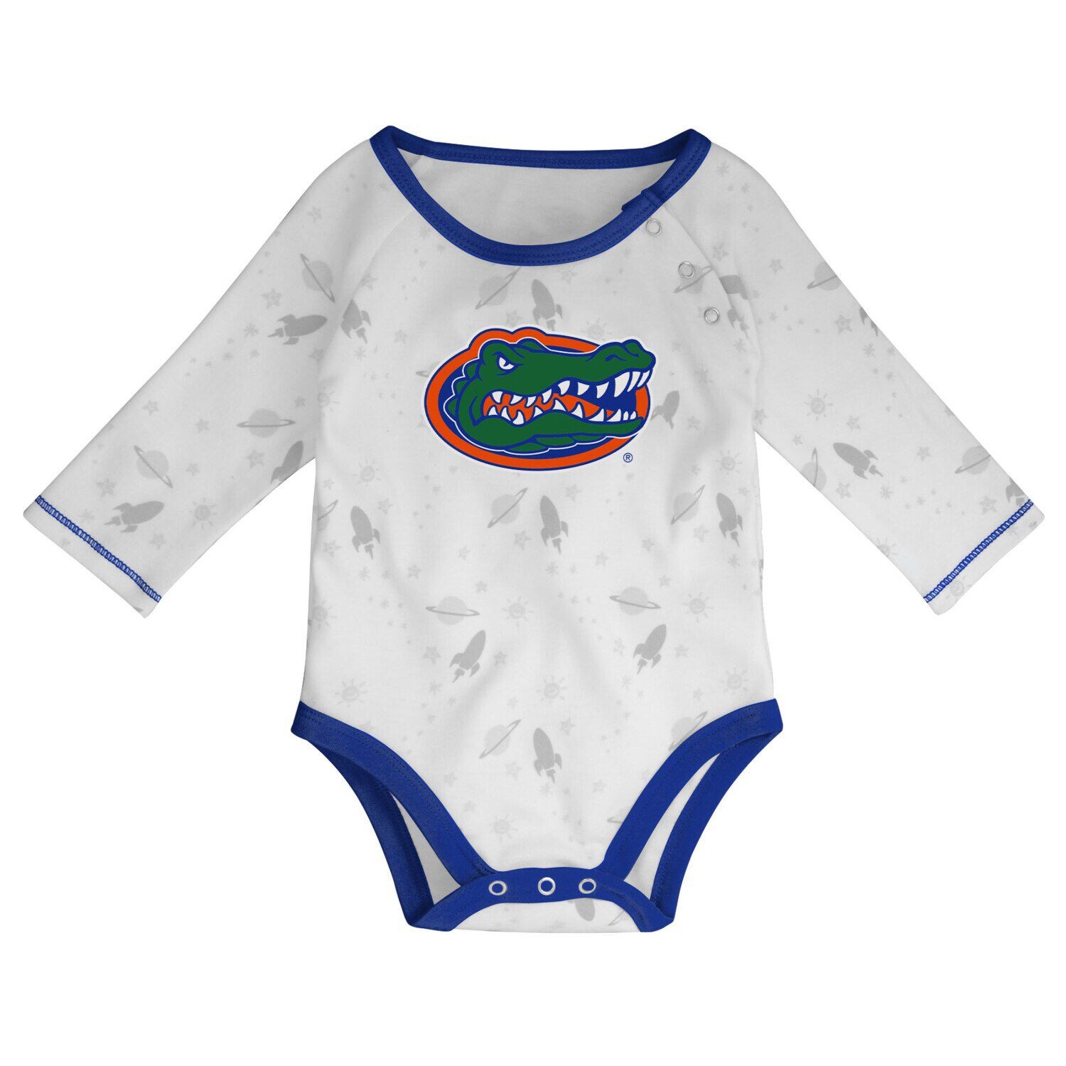 Королевский/белый цвет для новорожденных и младенцев Florida Gators Dream Team Боди с длинными рукавами и регланами, комплект из шапки и брюк Outerstuff — фото 2