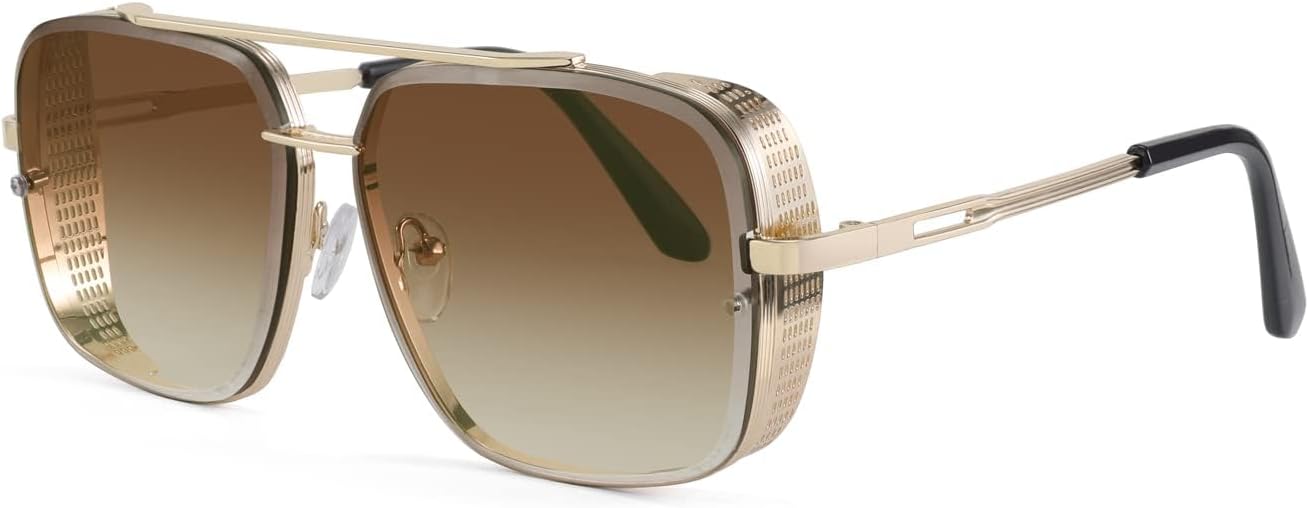 

Солнцезащитные очки FEISEDY для мужчин и женщин, винтажные, пилотные, квадратные, модные, металлические, в стиле стимпанк, для рыбалки и вождения, B2894, Gradient Brown