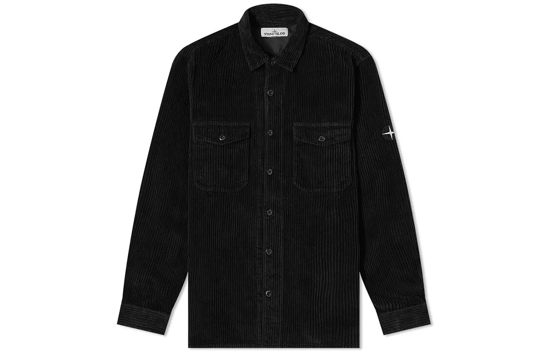

Куртка-рубашка мужская Stone Island с логотипом, черный
