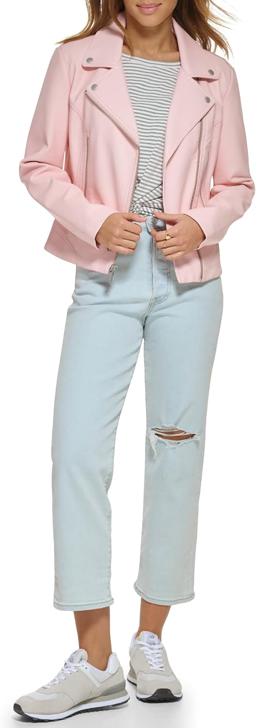 Женская куртка-косуха Levi's 538 из экокожи, розовый кварц — фото 3