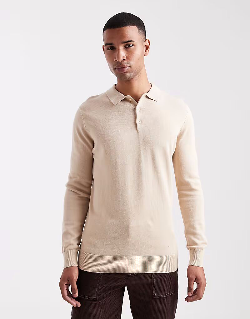 

Длинный трикотажный топ-поло Brave Soul, серо-бежевый