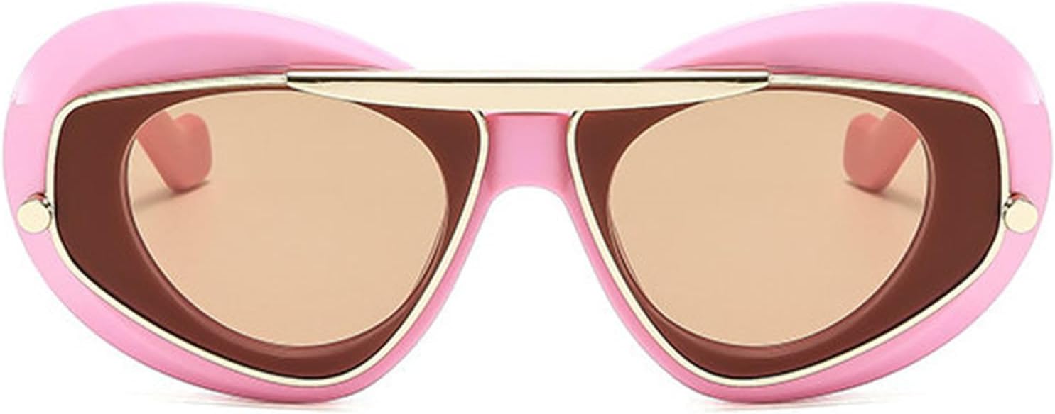 

Солнцезащитные очки Willochra Pilot Punk для женщин, модель 2024, роскошные солнцезащитные очки в двойной оправе для женщин, Y2k, спортивные очки-щитки, солнцезащитные очки F27, Pink