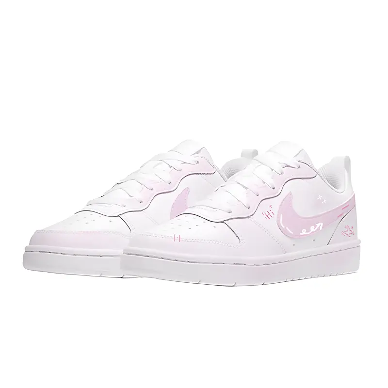 Nike Court Borough Soft Matte Pink Leather Slip Resistant Cushioning Abrasion Resistant Low top — фото 4