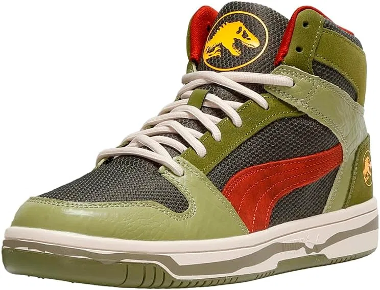 Мужские кроссовки PUMA Rebound Layup Mid Jurassic World, Green Moss Mars Red Yellow Sizzle Ah25 — фото 2