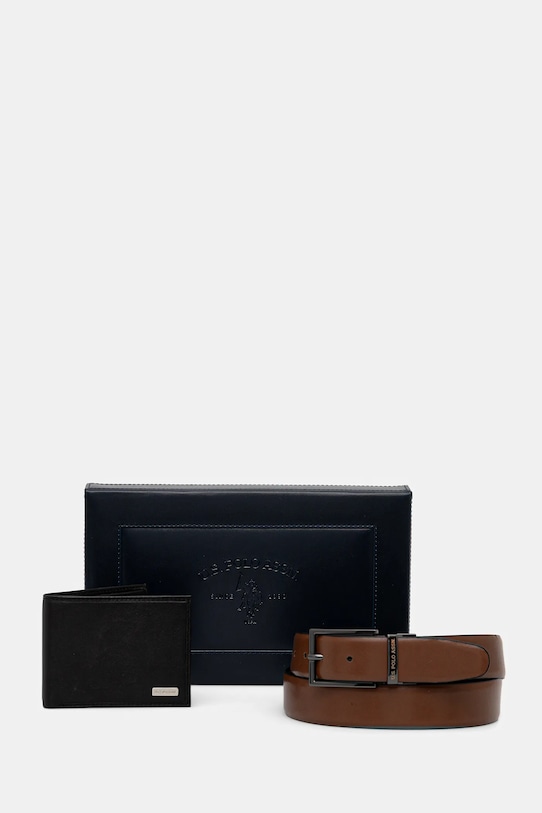 

Кожаный кошелек и ремень Lawrence U.S. Polo Assn., черный