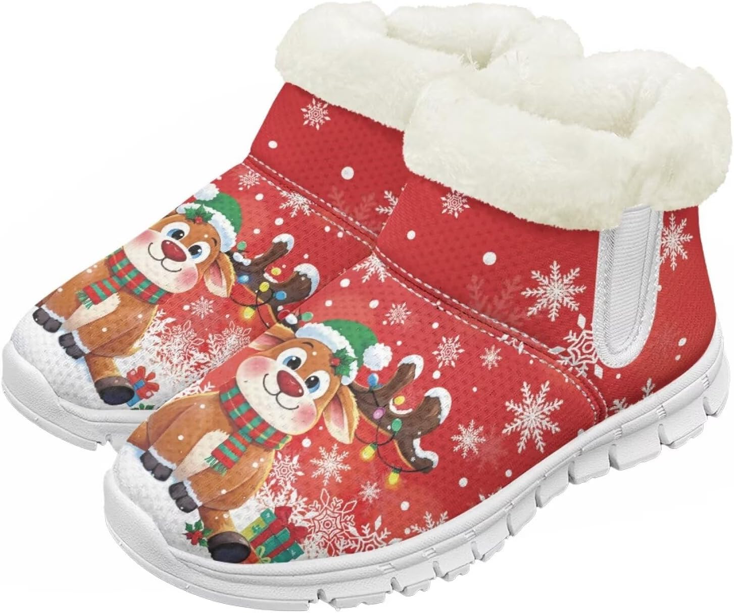 

Детские зимние сапоги для девочек, водонепроницаемые, противоскользящие, для холодной погоды, с искусственным мехом, походные ботинки Goronwyfloyd, Christmas Deer