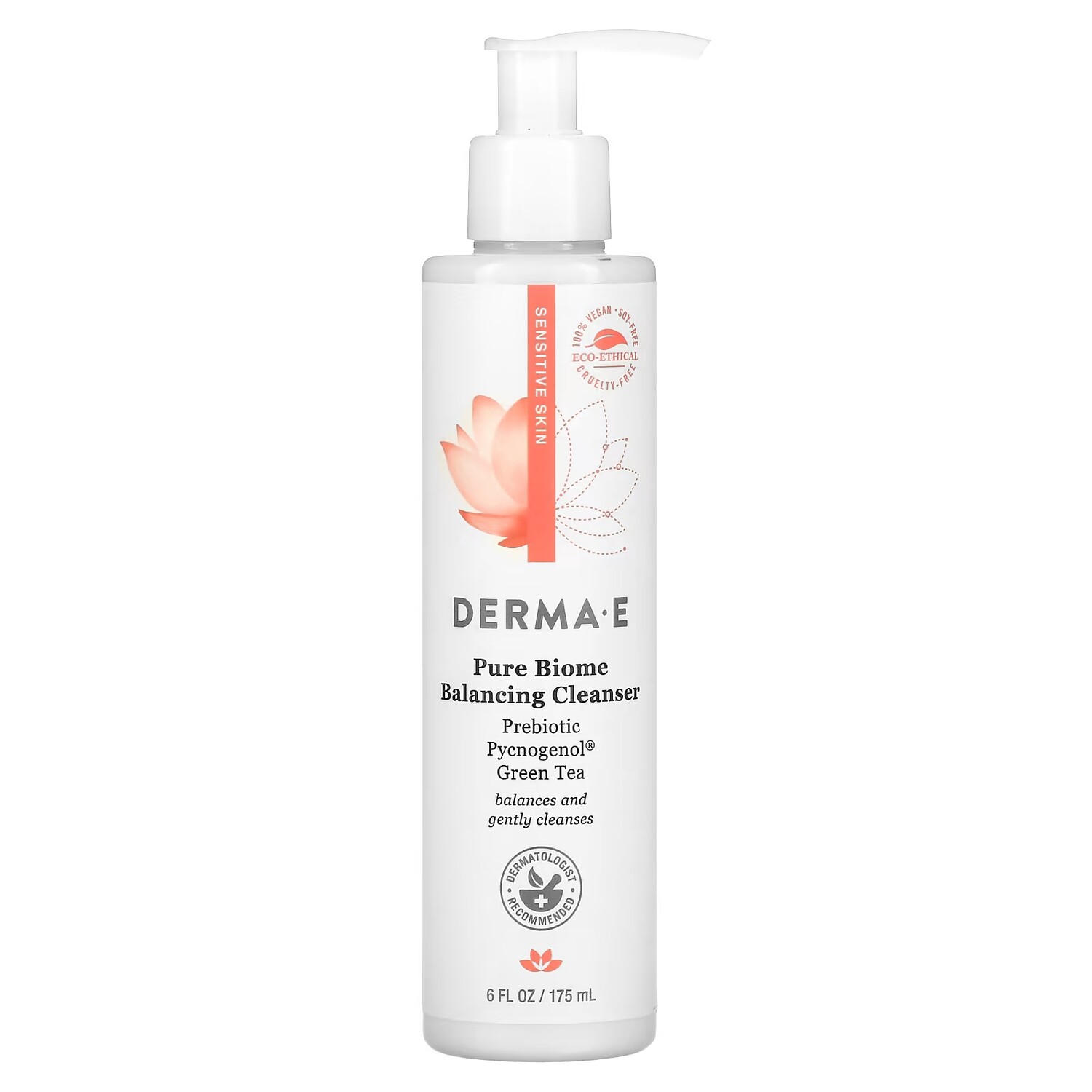

DERMA E Pure Biome Balancing Cleanser, 6 жидких унций (175 мл)