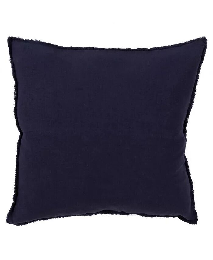 

Льняная декоративная подушка с бахромой, 20 x 20 дюймов Saro Lifestyle, синий