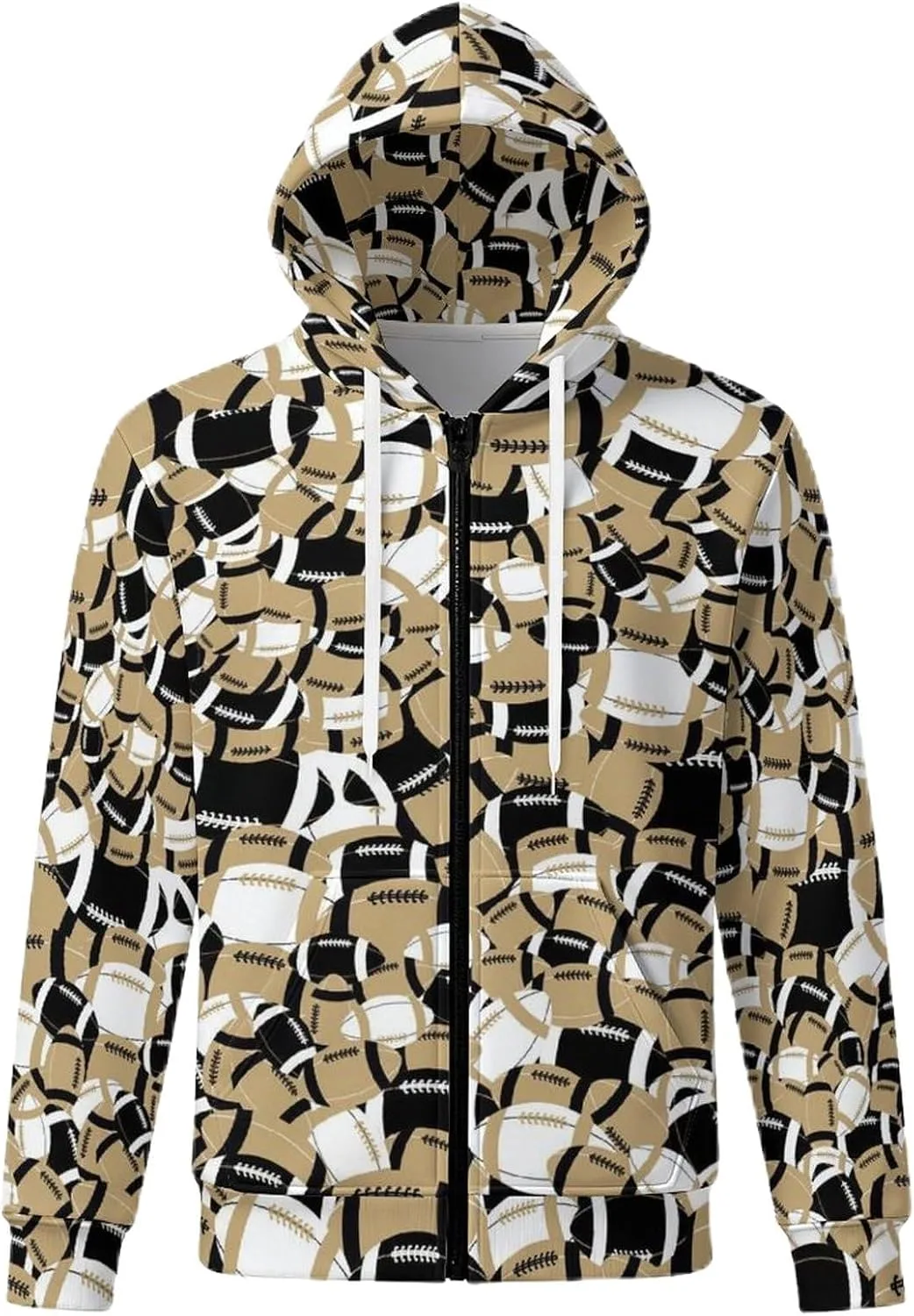 

Толстовка с капюшоном на молнии и карманом для мужчин, футбольный принт IYLYHSHF