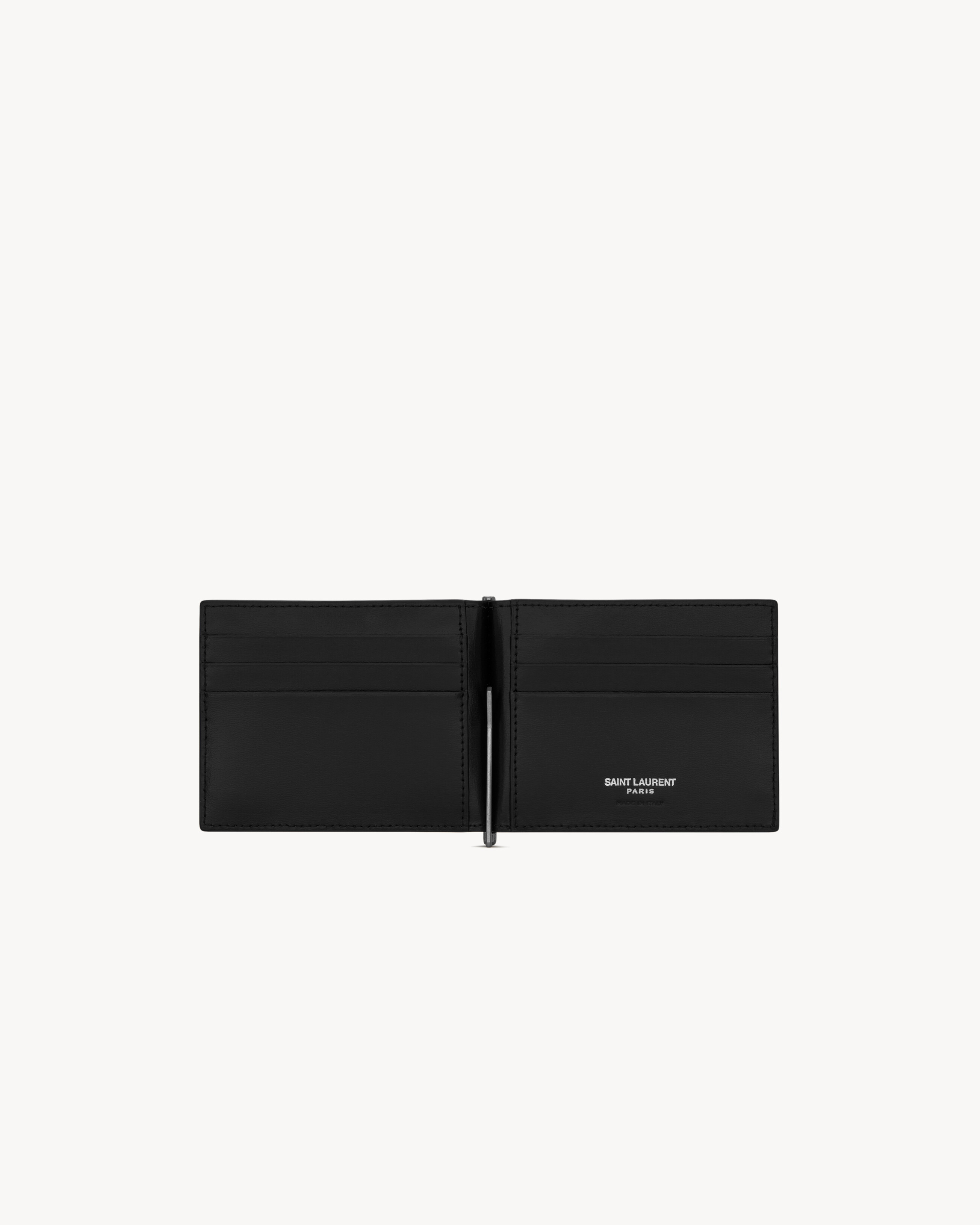 Зажим для купюр TINY CASSANDRE из матовой кожи Saint Laurent, черный — фото 4