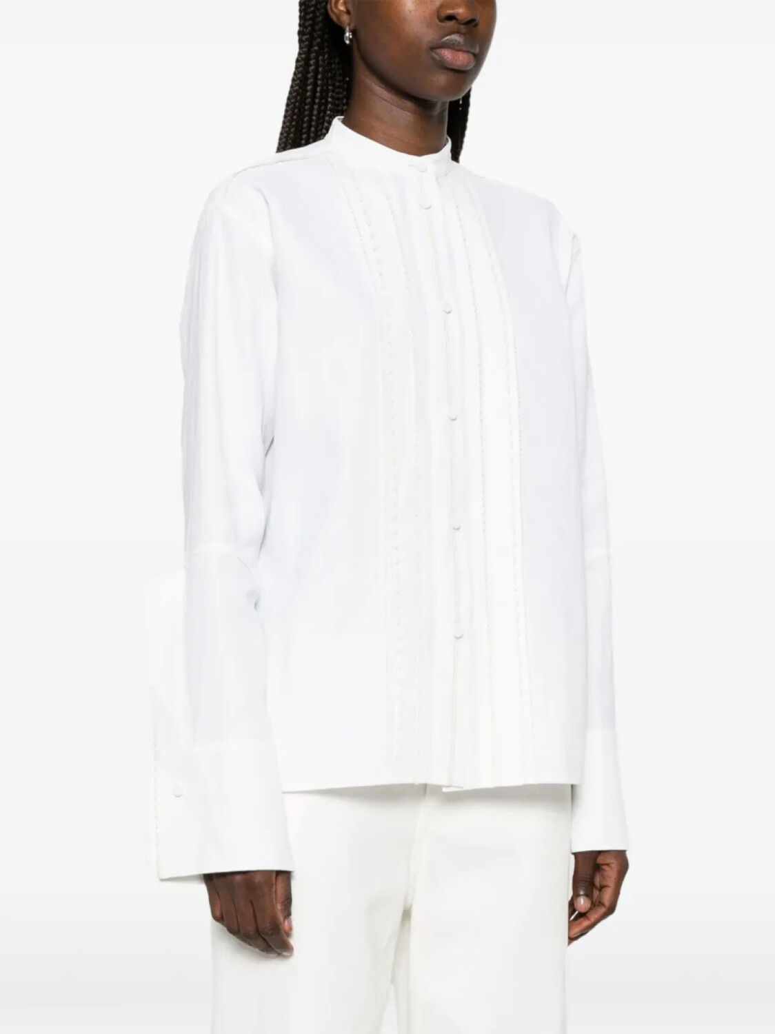 Jil Sander рубашка со складками, белый — фото 3