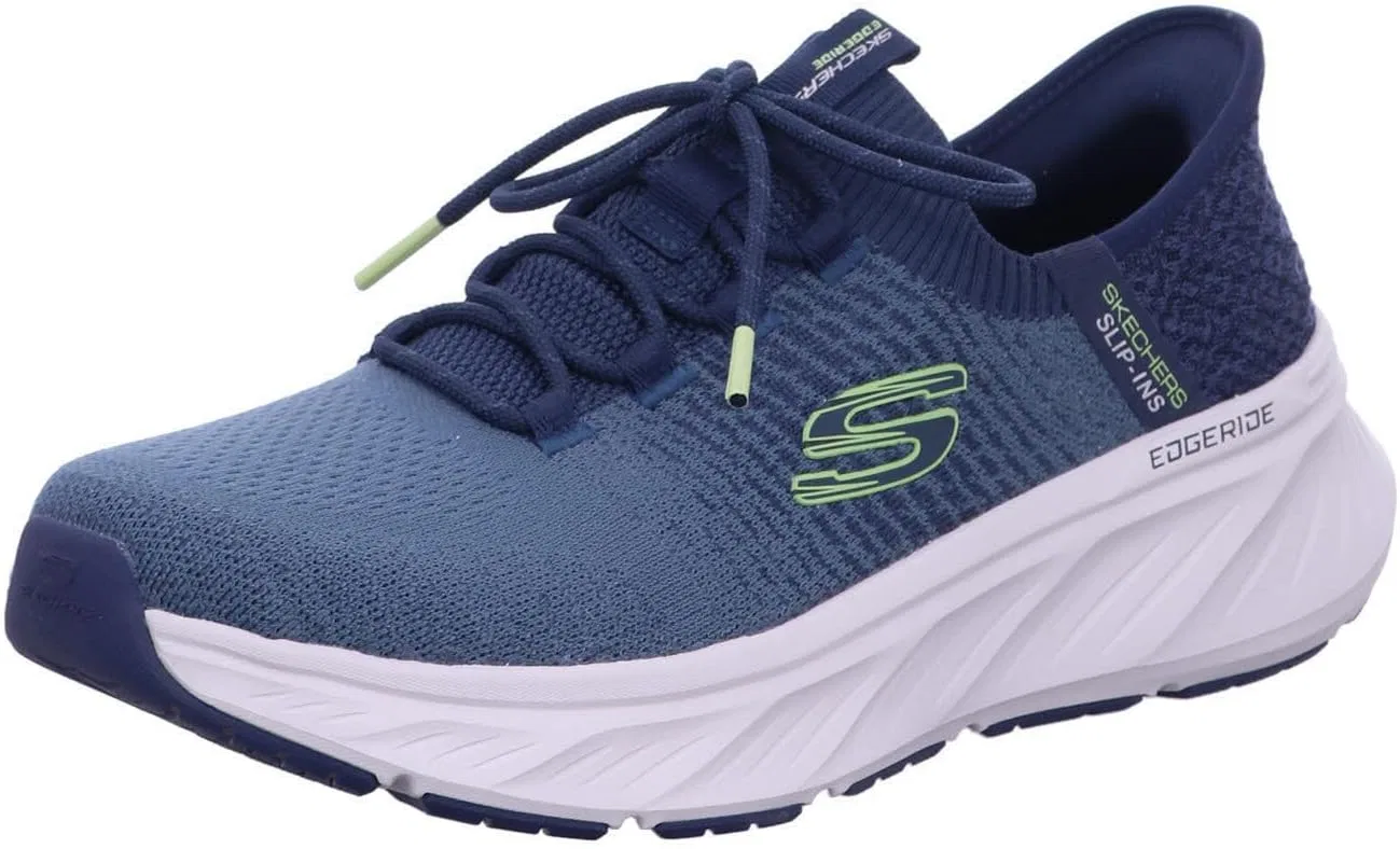 Мужские кроссовки Skechers Edgeride Raygo Hands Free без шнурков, Navy Knit Lime Trim