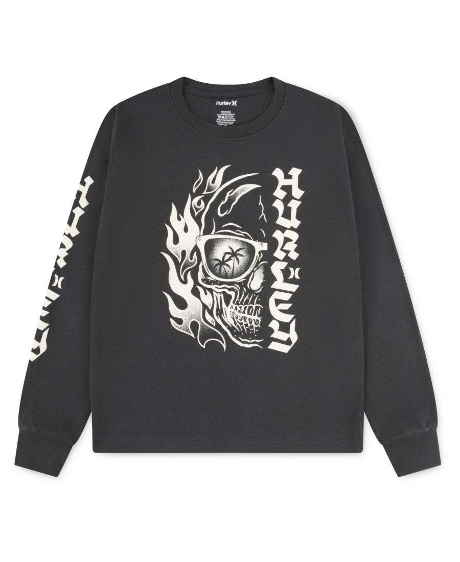 

Детская футболка с длинными рукавами и рисунком черепа (8-20 лет) Hurley, Off Noir