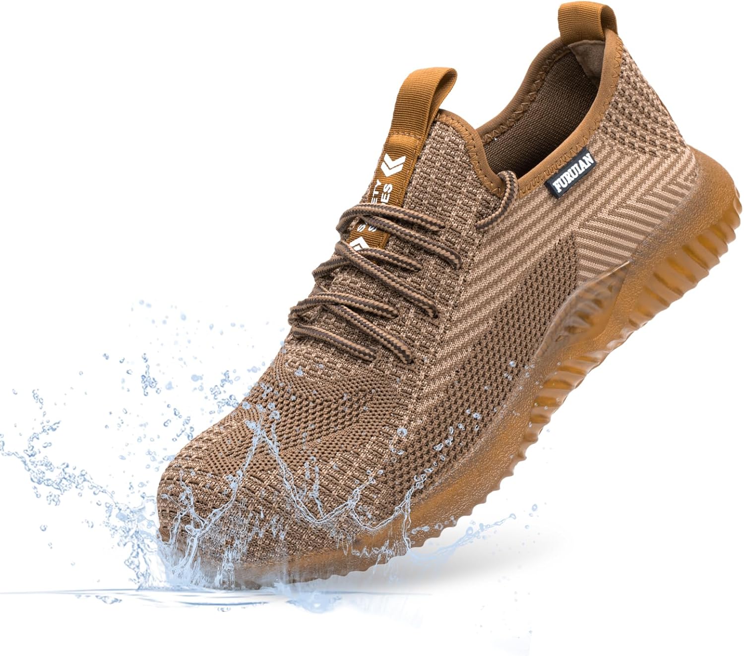 

Мужские водонепроницаемые стальные ботинки Furuian с защитным носком, удобные противоскользящие кроссовки для складской и строительной индустрии, коричневый