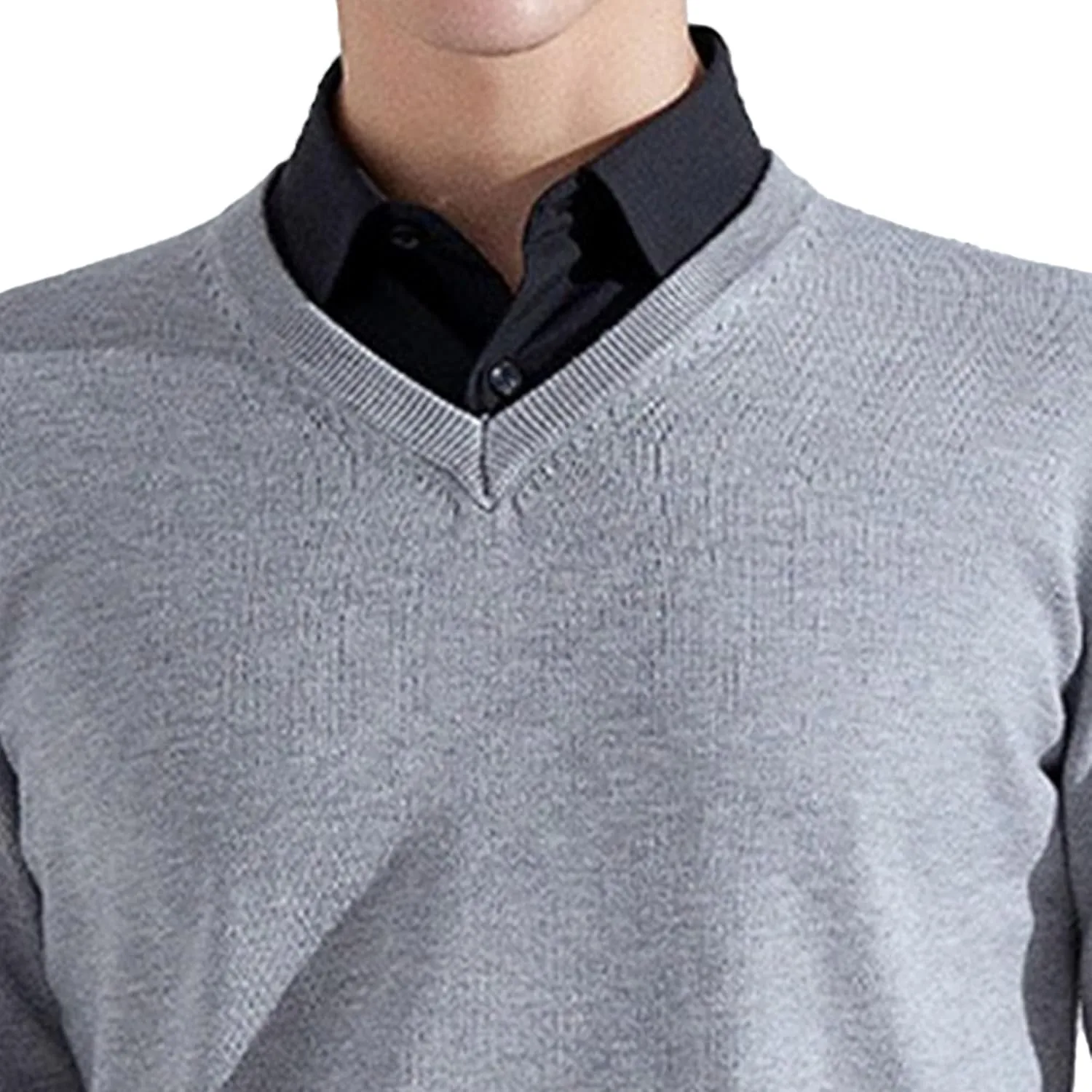 Мужской укороченный свитер V-образным вырезом Slim Fit — фото 4
