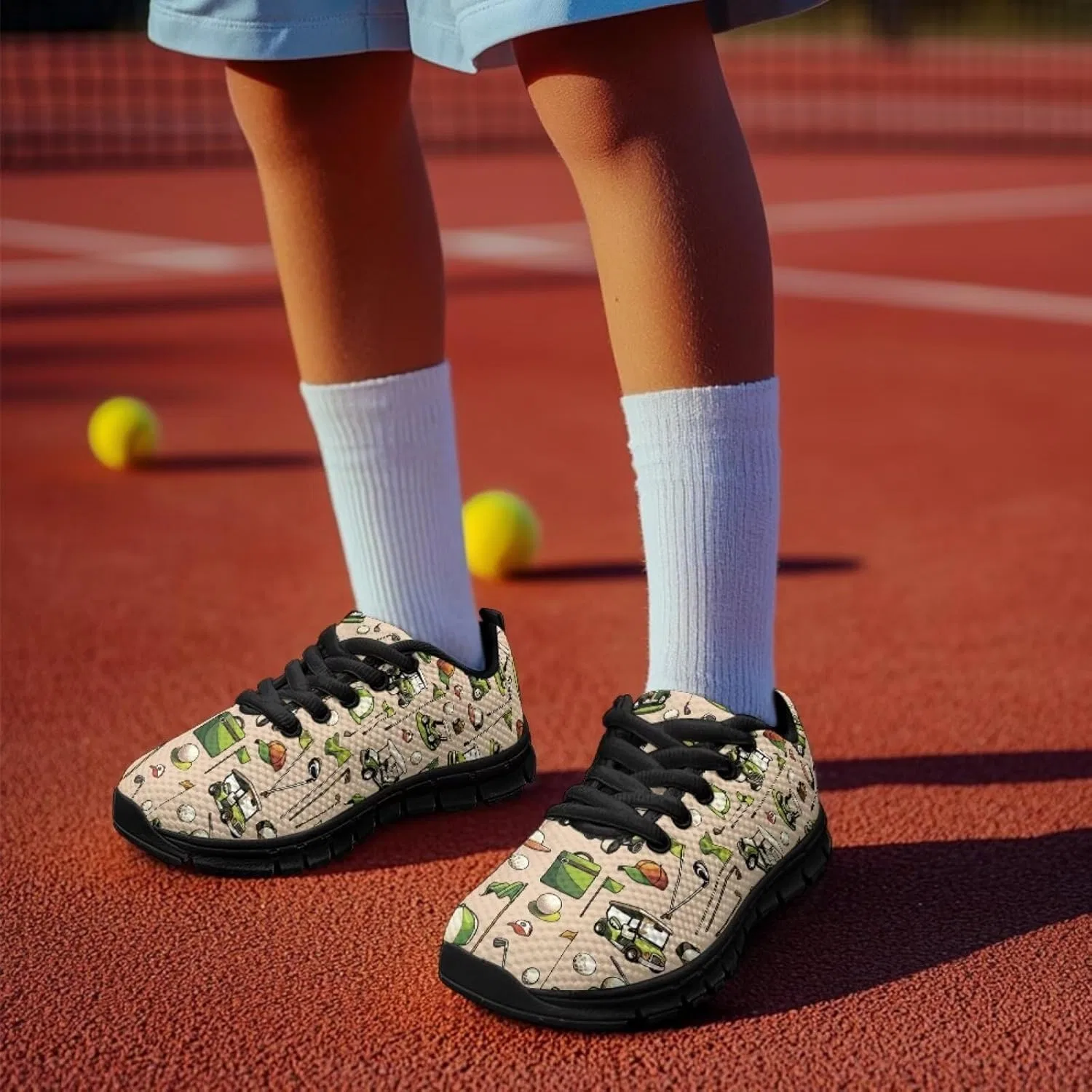Детские кроссовки с принтом Pointodoor, цвет Cool Golf Ball Car Hat Print — фото 3