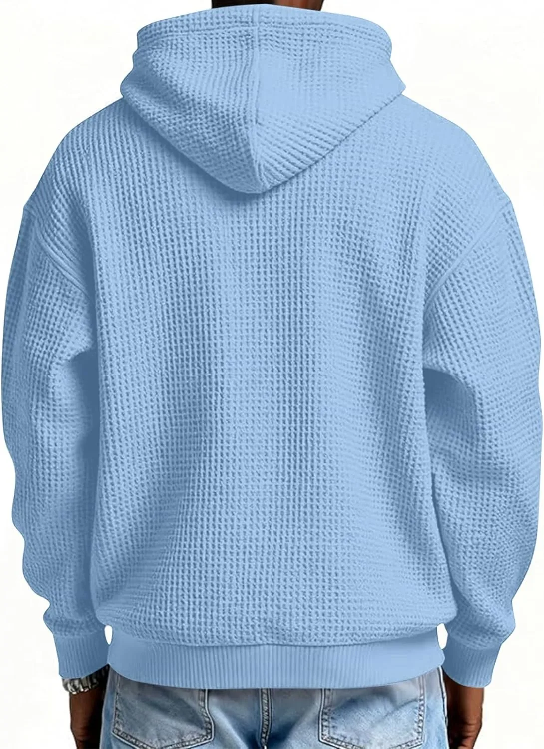 Толстовка для мужчин Quarter-Zip Hoodie Pullover Waffle Knit с длинным рукавом и карманами — фото 3